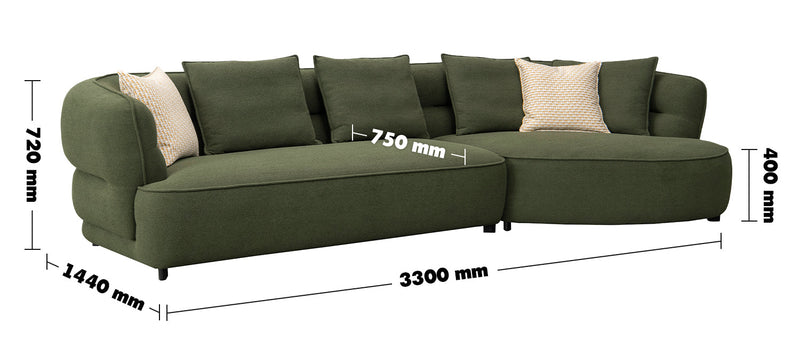 Modern Sherpa Fabric L Shape Sectional Sofa FORES 3+L Size Chart