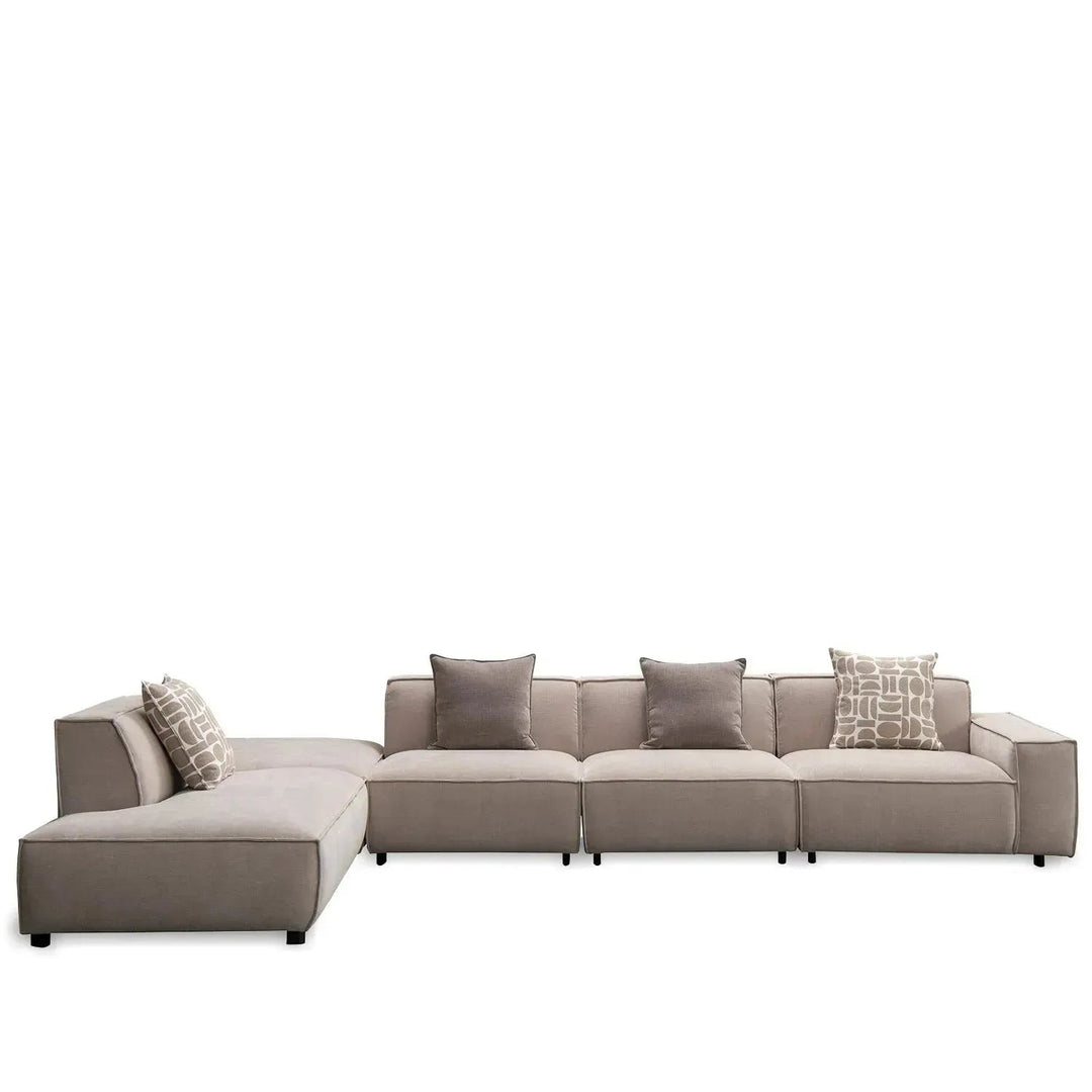 Minimalist Mixed Weave Fabric L Shape Sectional Sofa GLADE 3+Ottoman+L