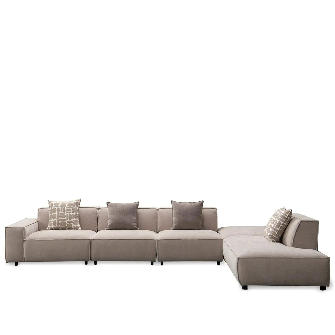 Minimalist Mixed Weave Fabric L Shape Sectional Sofa GLADE 3+Ottoman+L