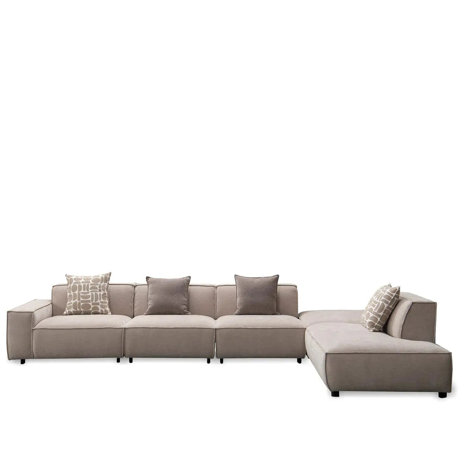 Minimalist mixed weave fabric l shape sectional sofa glade 3+ottoman+l in white background.