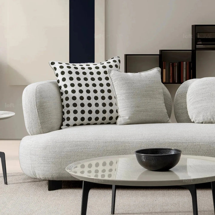 Cream Mixed Weave Fabric L Shape Sectional Sofa CALYX 4+L