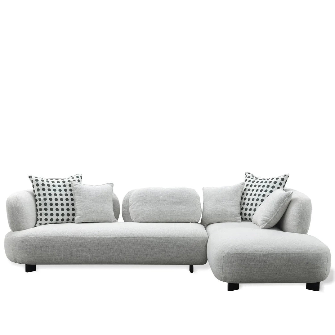 Cream mixed weave fabric l shape sectional sofa calyx 4+l in white background.