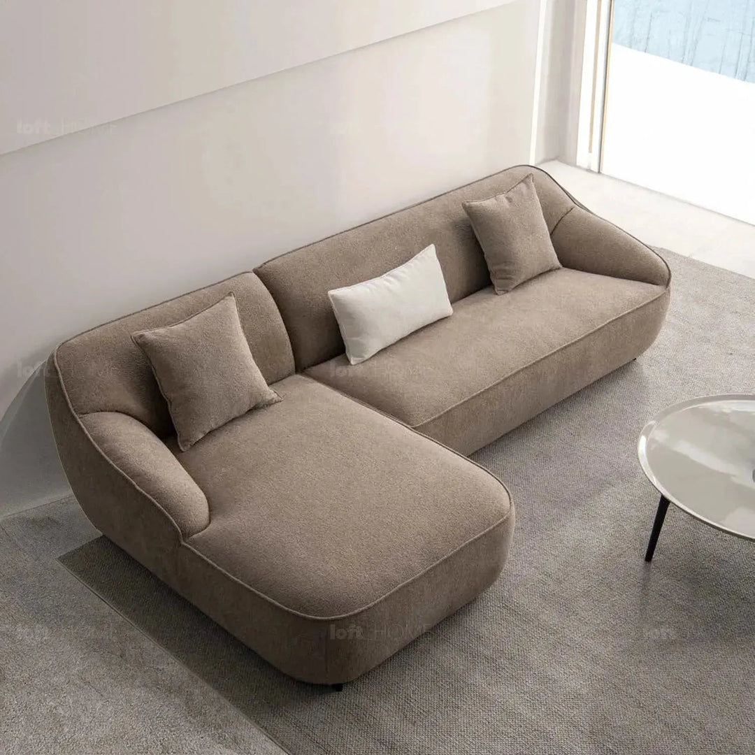 Modern mixed weave fabric l shape sectional sofa sphia 3.5+l material variants.