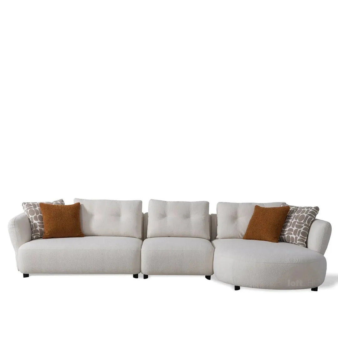 Cream Sherpa Fabric L Shape Sectional Sofa LUXE 3+L