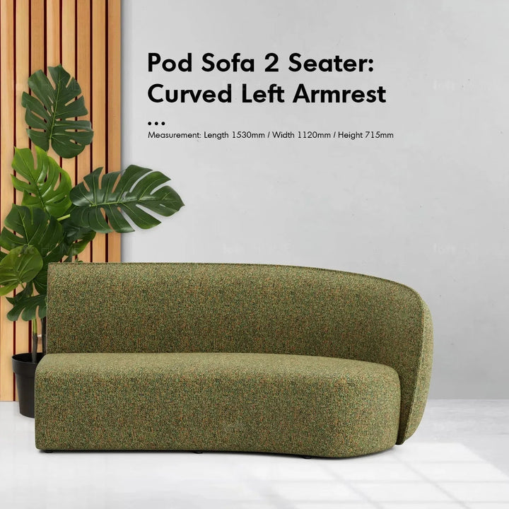 Minimalist Fabric Modular Curved Armrest Corner 2 Seater Sofa POD