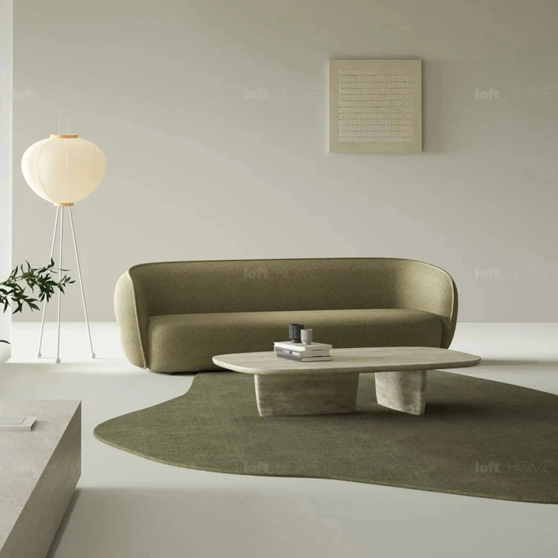 Minimalist fabric modular curved armrest corner 2 seater sofa pod detail 3.