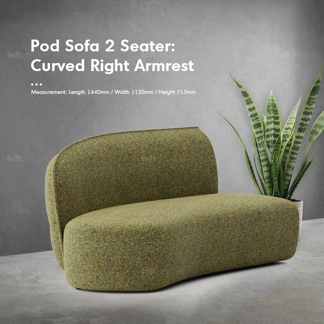 Minimalist Fabric Modular Curved Armless Corner 2 Seater Sofa POD