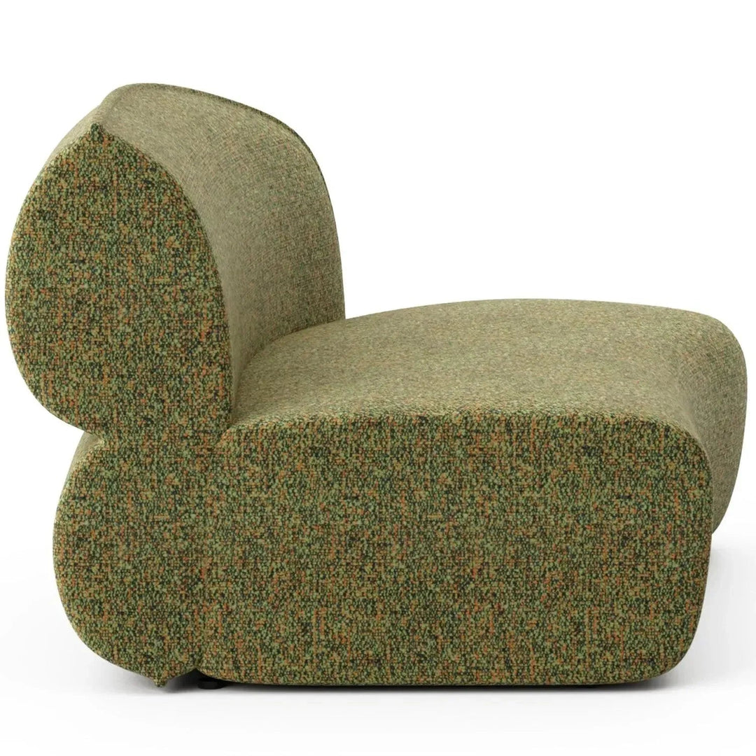 Minimalist fabric modular curved armless corner 2 seater sofa pod detail 5.