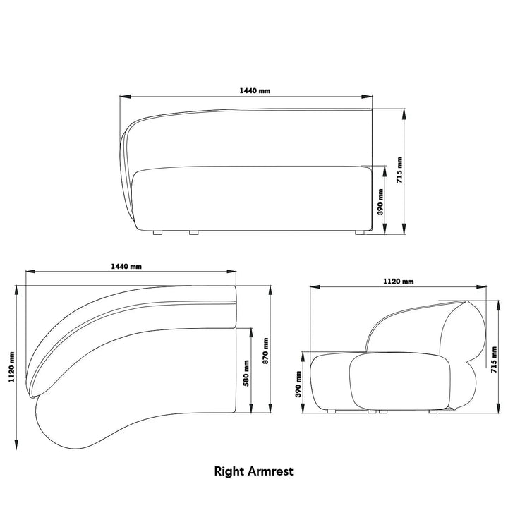 Minimalist Fabric Modular Curved Armless Corner 2 Seater Sofa POD