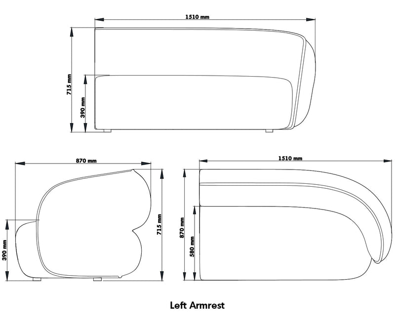 Minimalist Fabric Modular Straight Armrest 2 Seater Sofa POD Size Chart