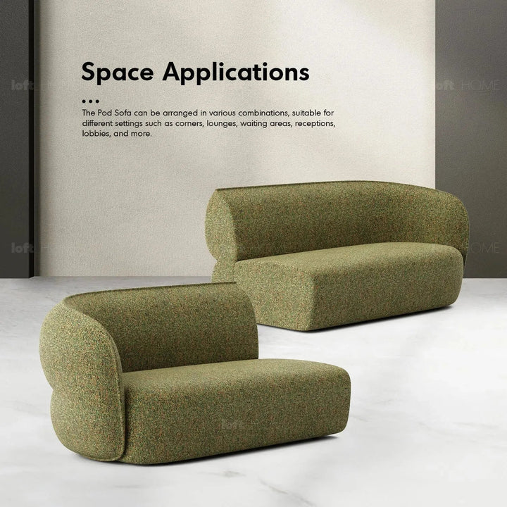 Minimalist Fabric Modular Straight Armrest 2 Seater Sofa POD