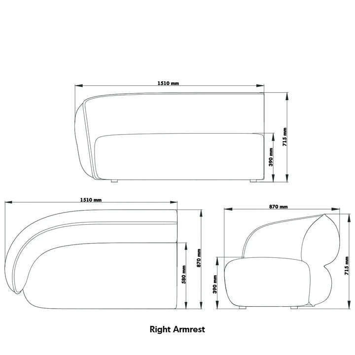 Minimalist Fabric Modular Straight Armrest 2 Seater Sofa POD
