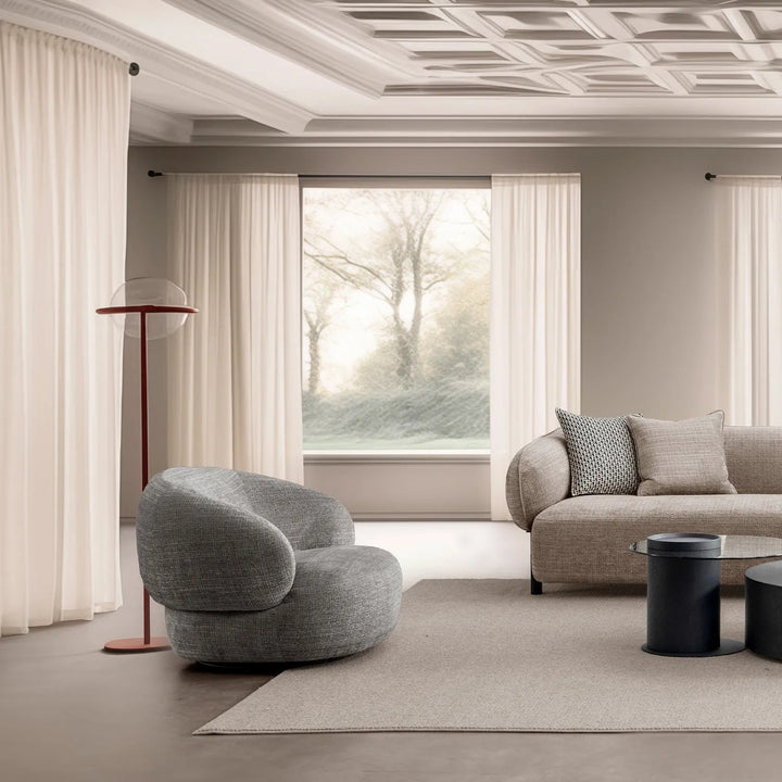 Cream Mixed Weave Fabric Revolving 1 Seater Sofa CRIET