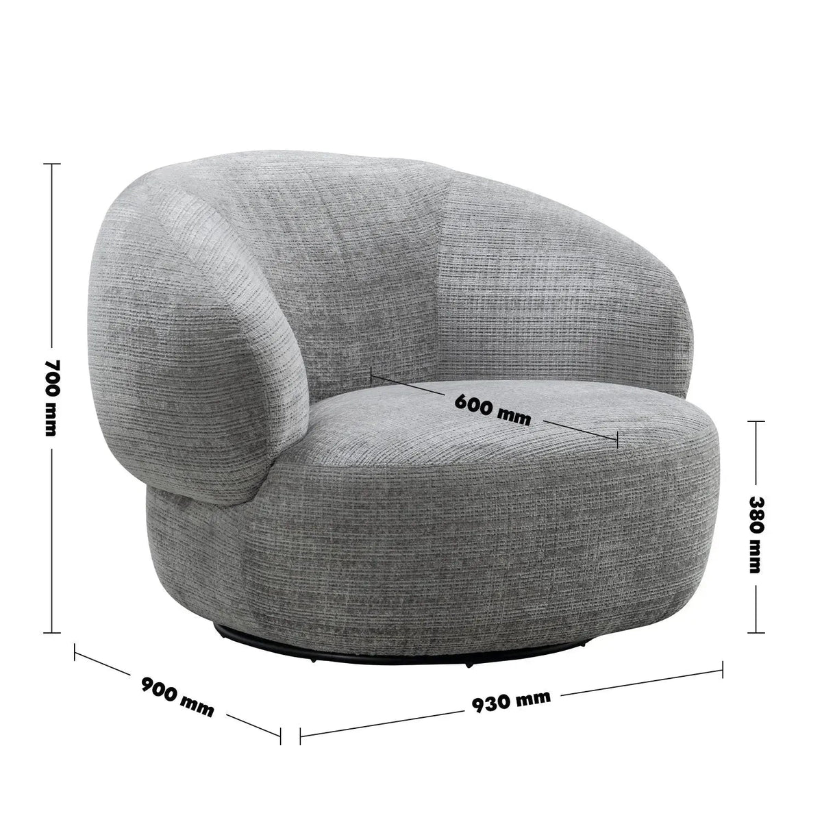 Cream mixed weave fabric revolving 1 seater sofa criet size charts.