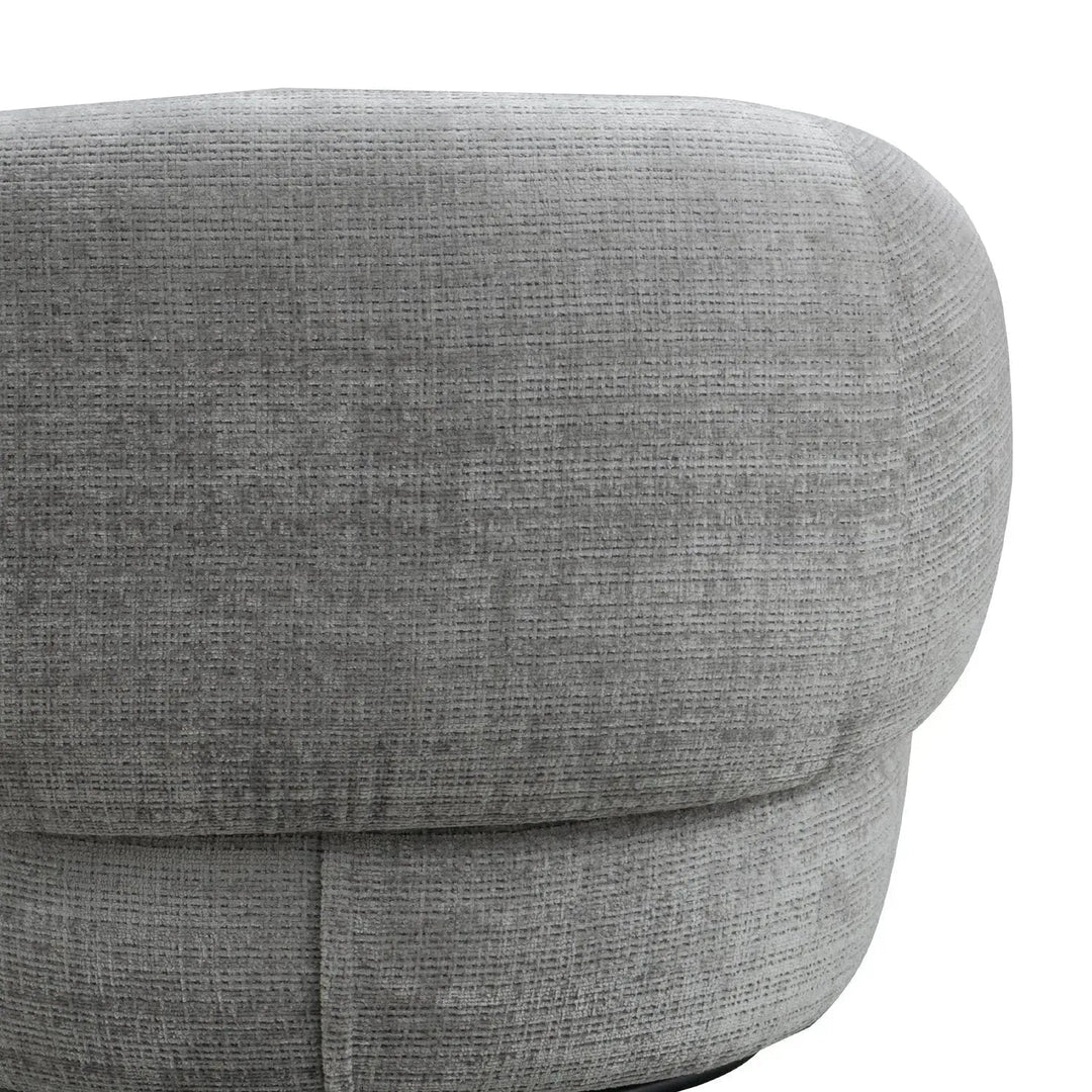 Cream mixed weave fabric revolving 1 seater sofa criet in details.