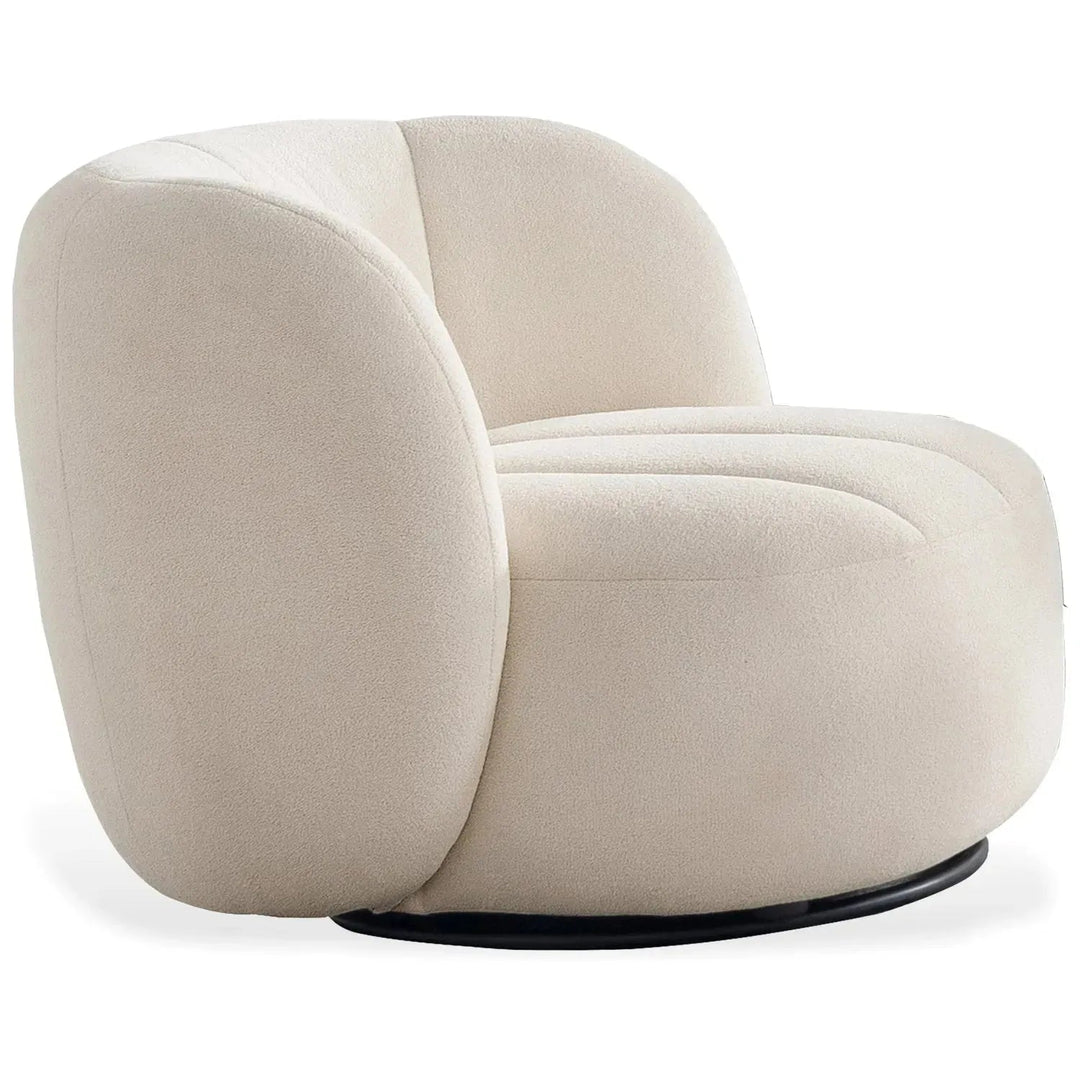 Cream Sherpa Fabric Revolving 1 Seater Sofa GOWN