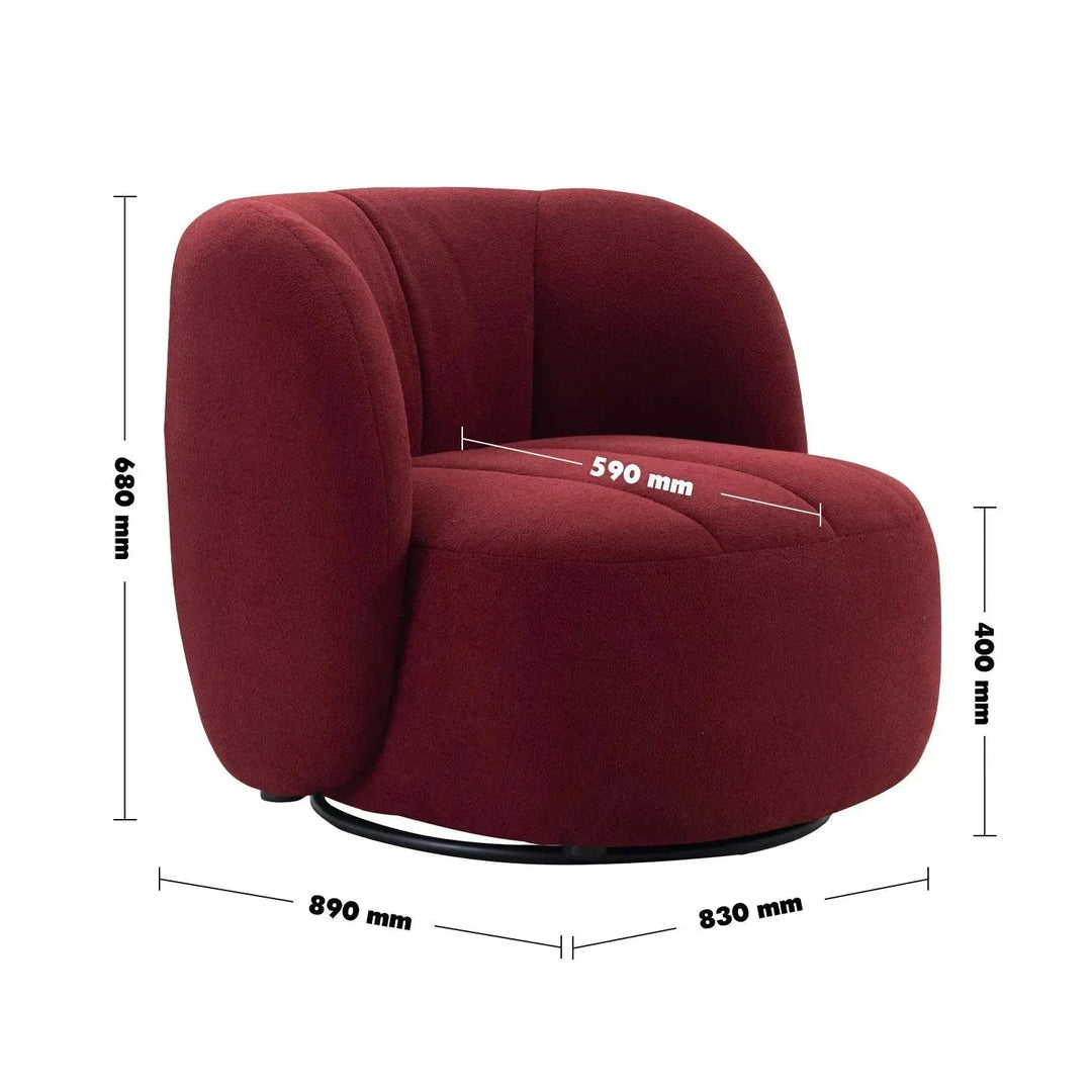 Cream Sherpa Fabric Revolving 1 Seater Sofa GOWN