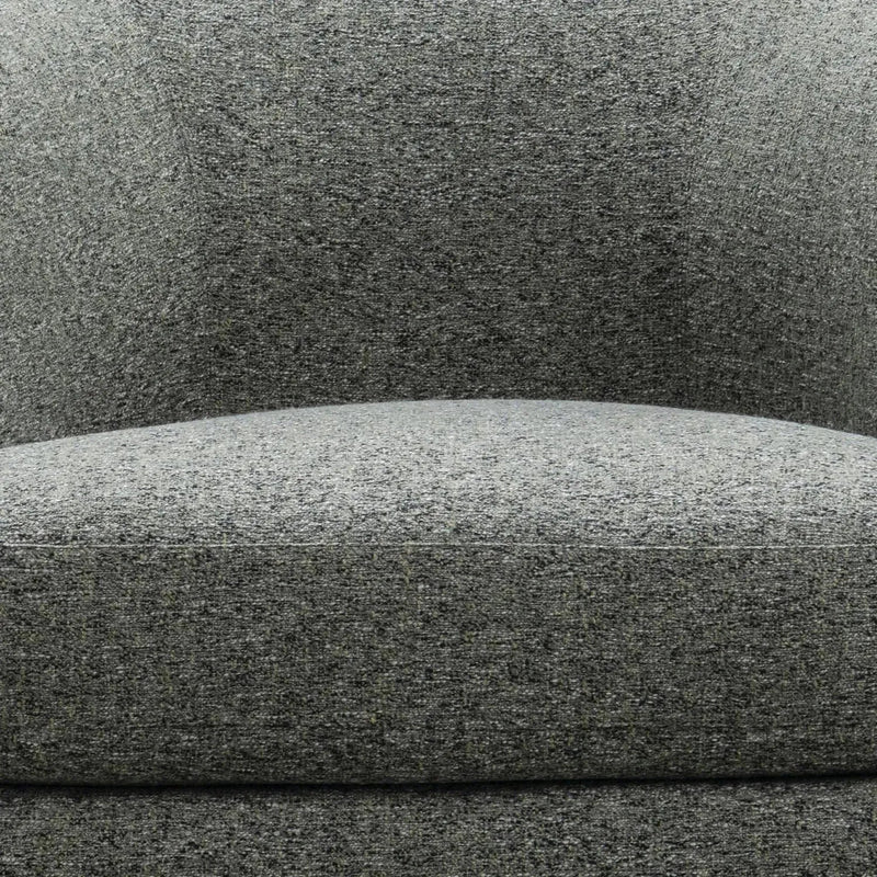 Modern mixed weave fabric revolving 1 seater sofa goyle in panoramic view.