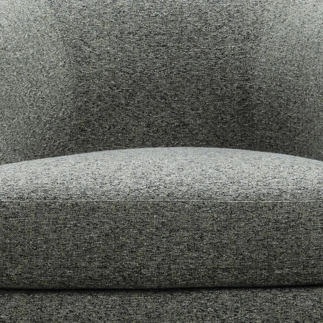 Modern mixed weave fabric revolving 1 seater sofa goyle in panoramic view.