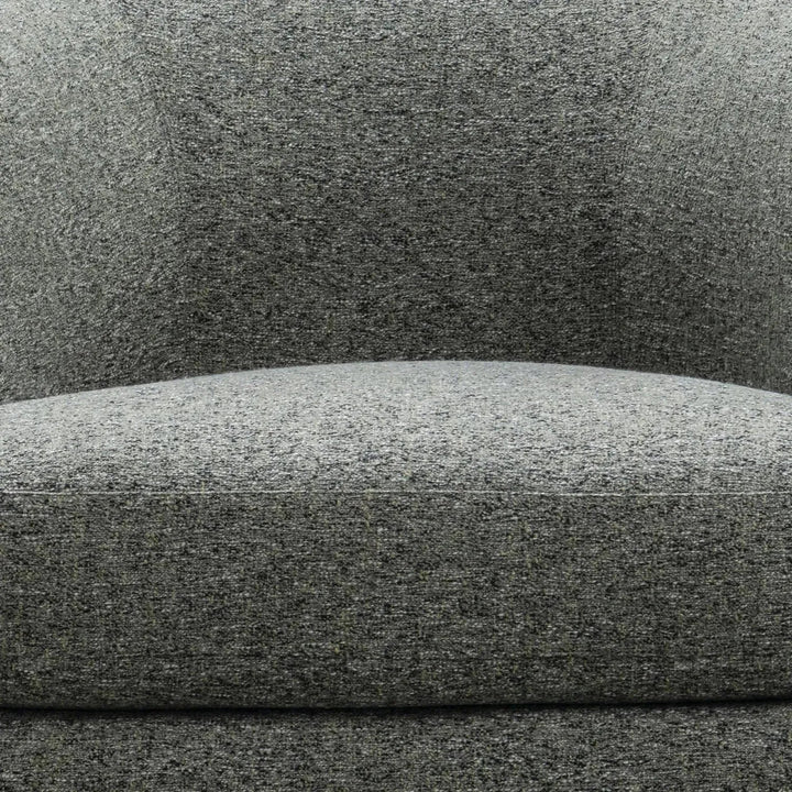Modern mixed weave fabric revolving 1 seater sofa goyle in panoramic view.