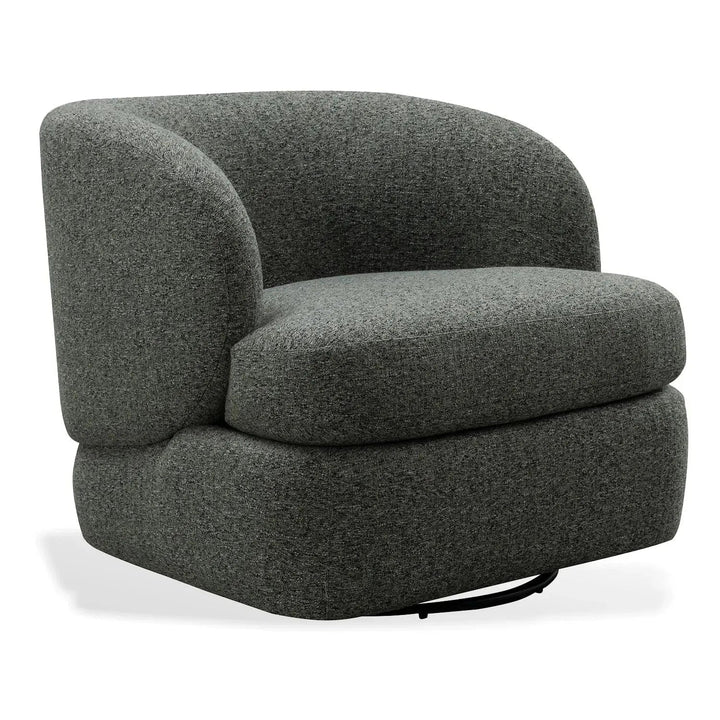 Modern mixed weave fabric revolving 1 seater sofa goyle in white background.