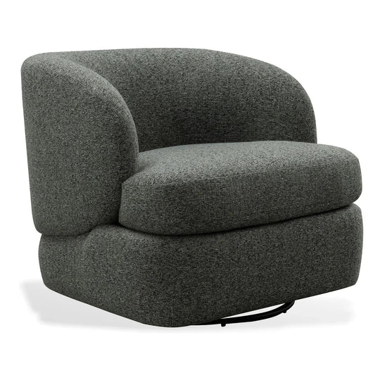 Modern mixed weave fabric revolving 1 seater sofa goyle in white background.