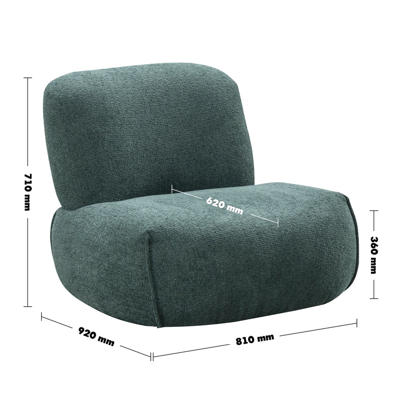 Cream Mixed Weave Fabric Revolving 1 Seater Sofa MOSS Size Chart