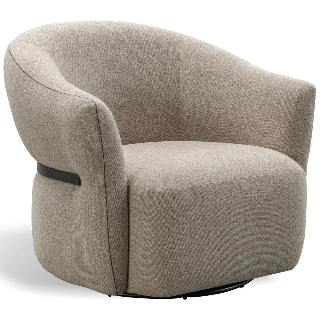 Modern mixed weave fabric revolving 1 seater sofa slate in white background.