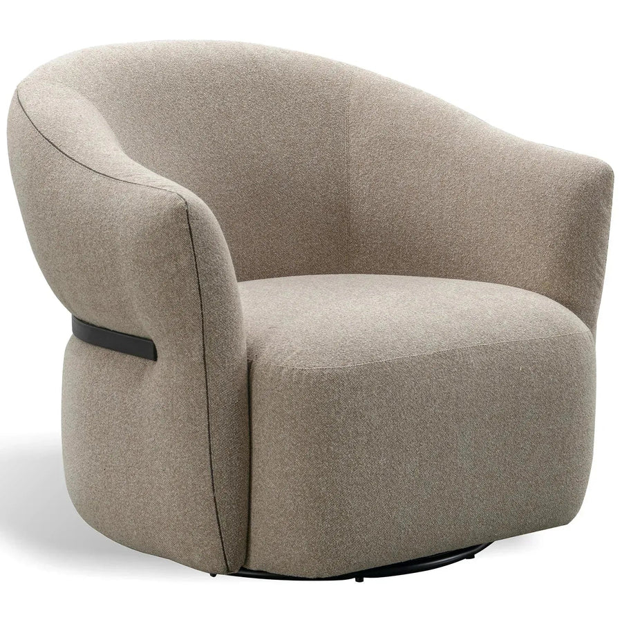 Modern mixed weave fabric revolving 1 seater sofa slate in white background.