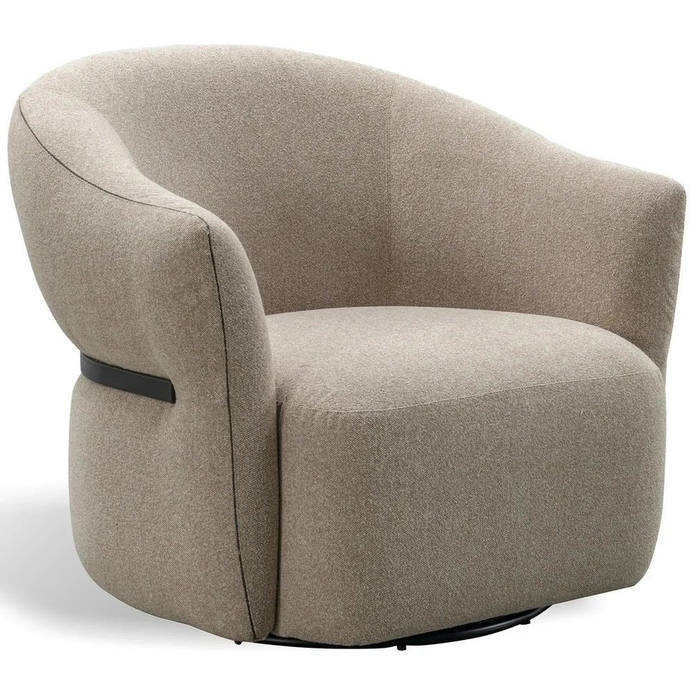 Modern mixed weave fabric revolving 1 seater sofa slate in white background.