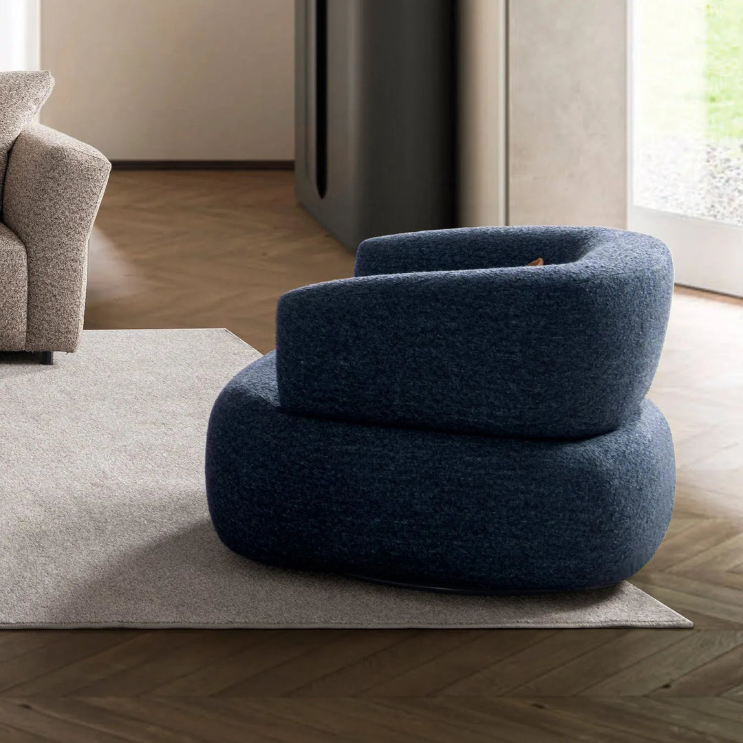 Cream Boucle Fabric Revolving 1 Seater Sofa VANCE