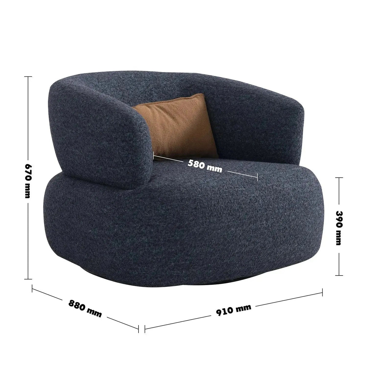 Cream boucle fabric revolving 1 seater sofa vance size charts.