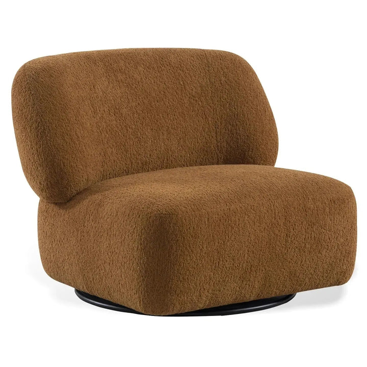 Cream Sherpa Fabric Revolving 1 Seater Sofa VIGOR