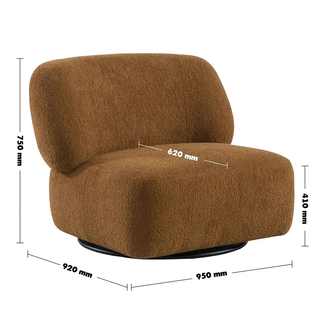 Cream Sherpa Fabric Revolving 1 Seater Sofa VIGOR