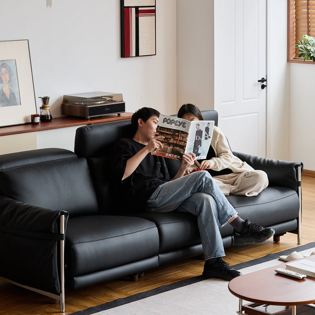 Minimalist Microfiber Leather Electric Recliner 3 Seater Sofa CALMERA