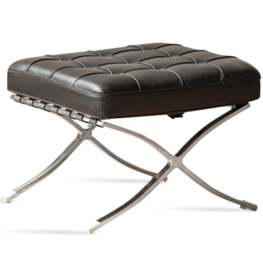 Bauhaus genuine leather ottoman barcelona in white background.