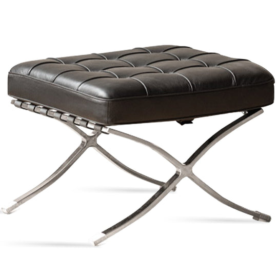 Bauhaus genuine leather ottoman barcelona in white background.