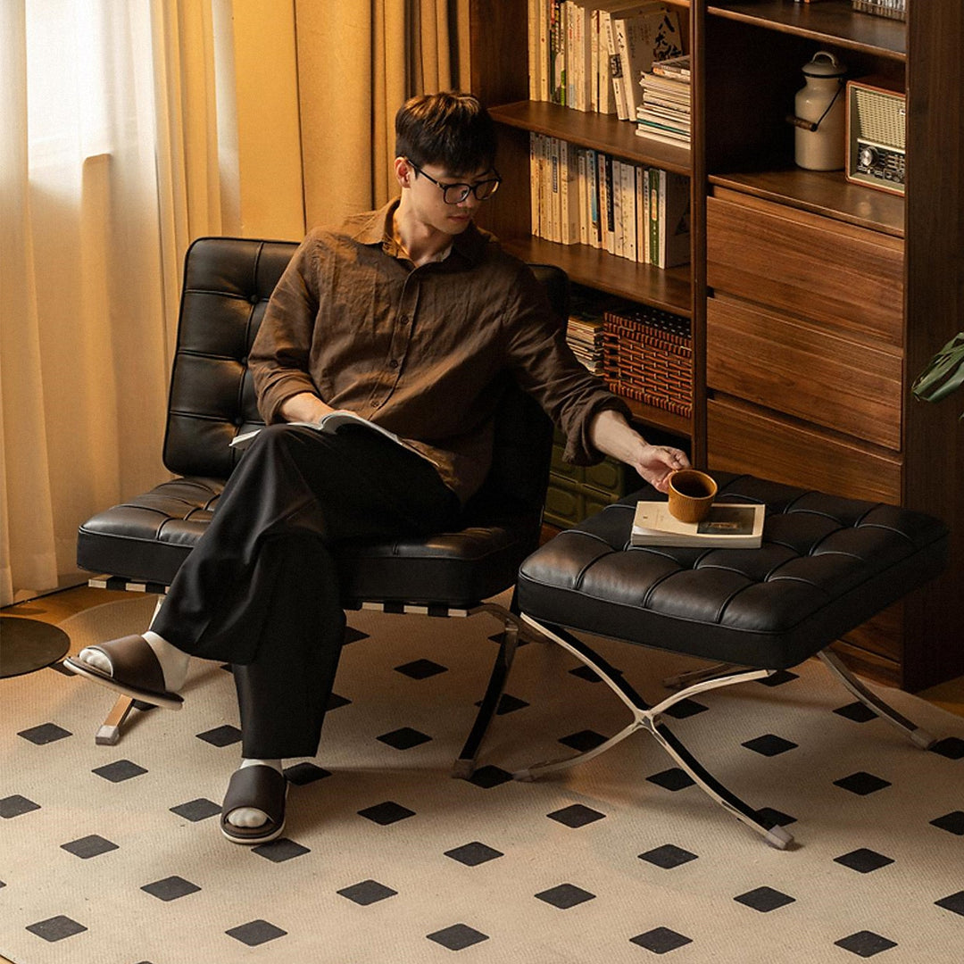 Vintage Genuine Leather Ottoman BARCELONA