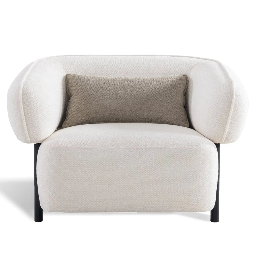 Cream Mixed Weave Fabric 1 Seater Sofa CALLEE