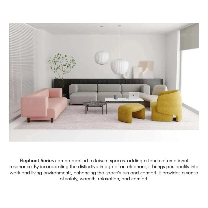 Minimalist Mixed Weave Fabric 1 Seater Sofa ELEPHANT