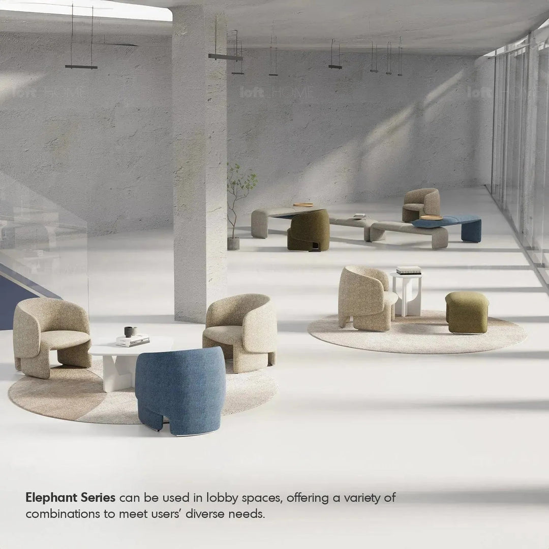 Minimalist Mixed Weave Fabric 1 Seater Sofa ELEPHANT