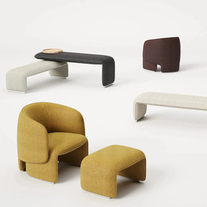 Minimalist Mixed Weave Fabric 1 Seater Sofa ELEPHANT