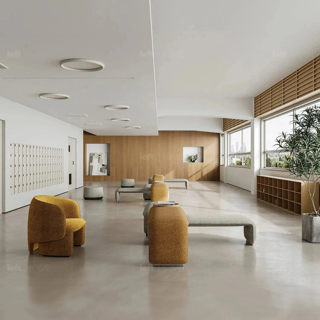 Minimalist Mixed Weave Fabric 1 Seater Sofa ELEPHANT