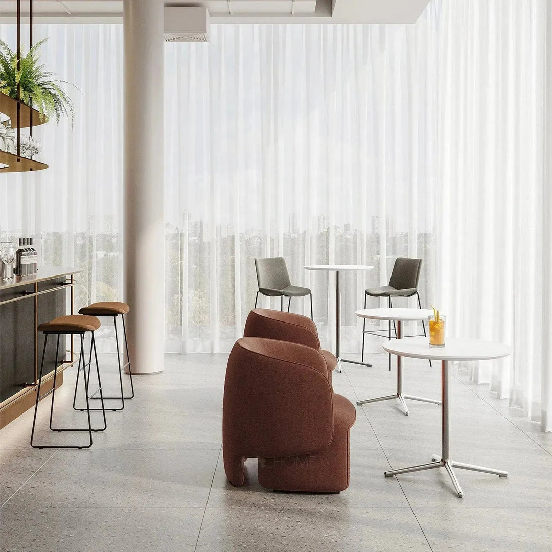 Minimalist Mixed Weave Fabric 1 Seater Sofa ELEPHANT