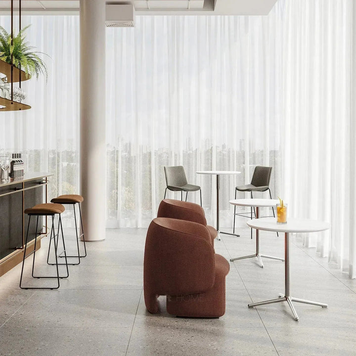 Minimalist Mixed Weave Fabric 1 Seater Sofa ELEPHANT