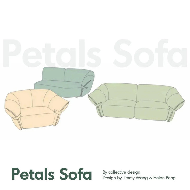 Modern mixed weave fabric 1 seater sofa petals material variants.