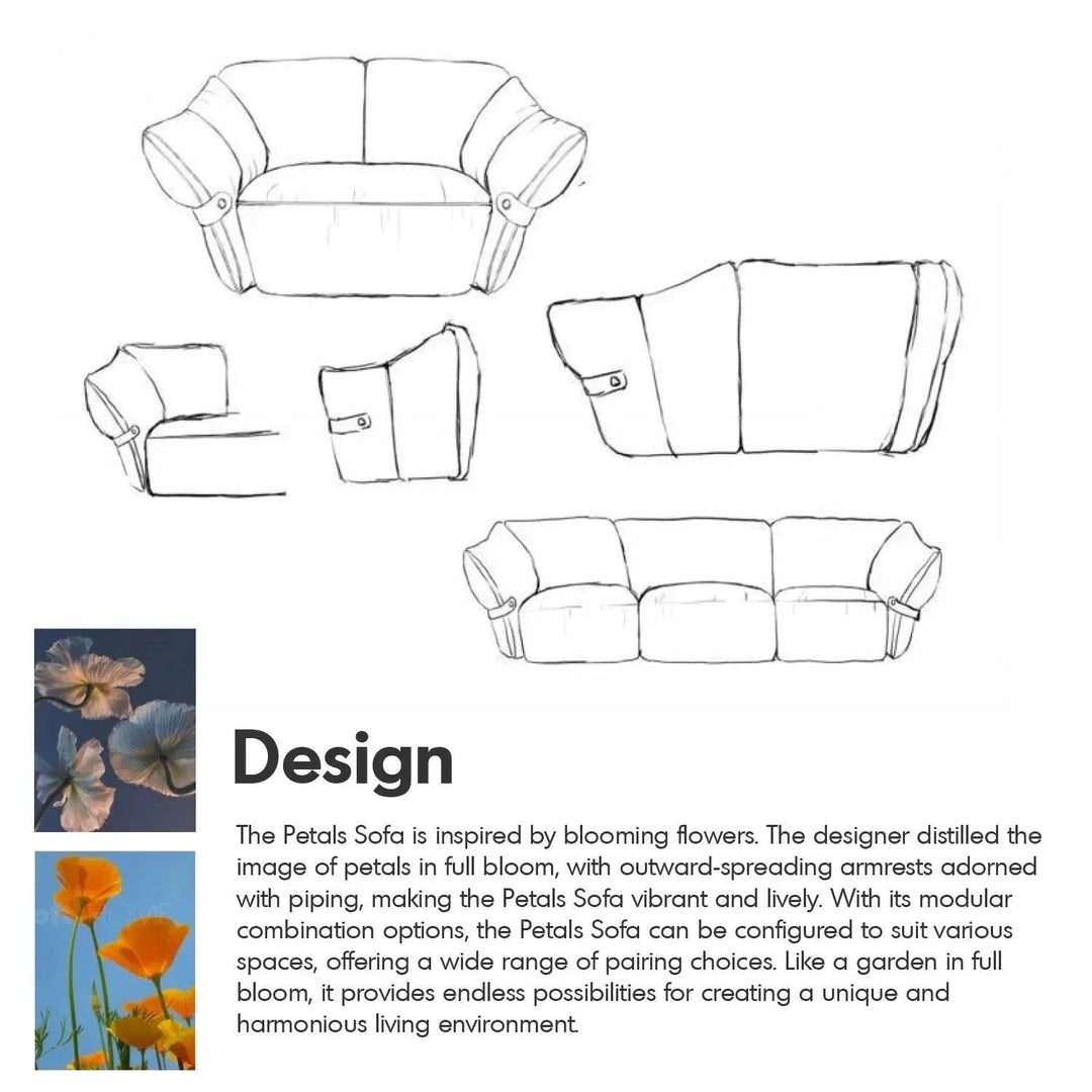 Modern mixed weave fabric 1 seater sofa petals in real life style.