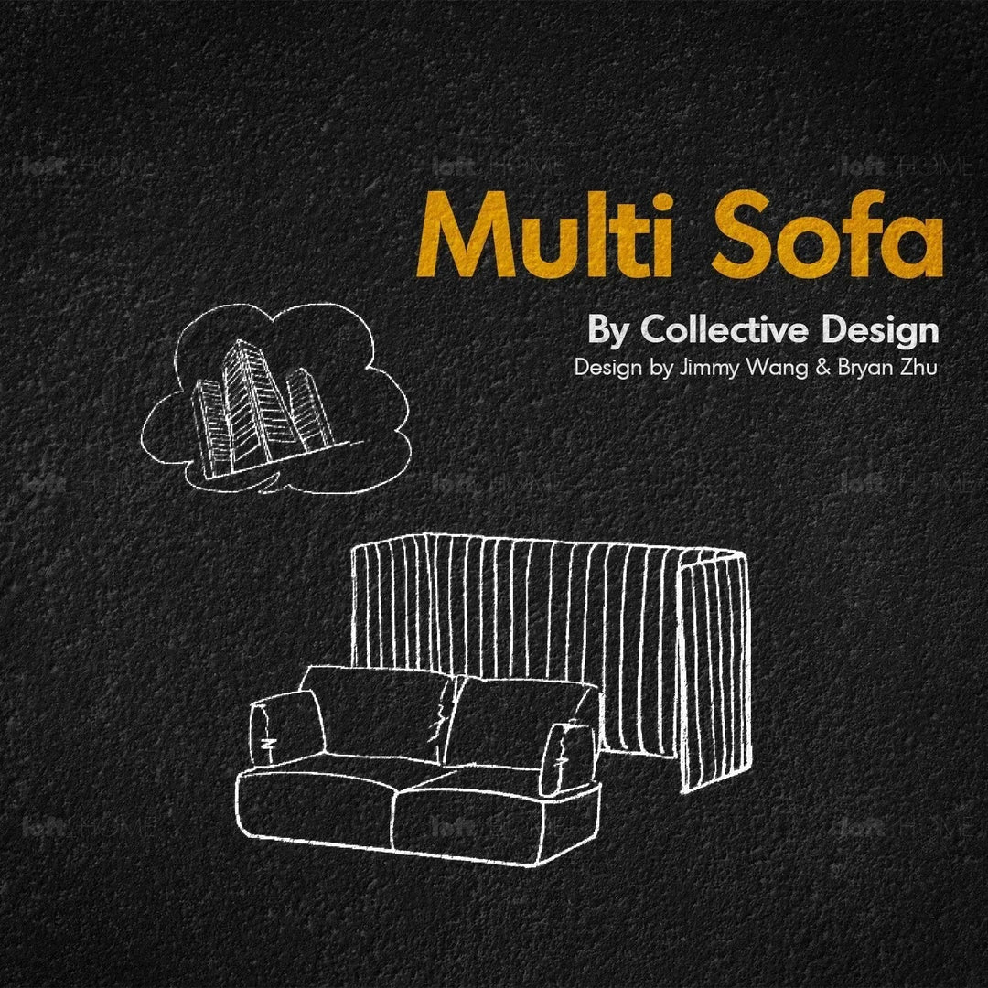 Modern Mixed Weave Fabric 2 Seater Sofa MULTI