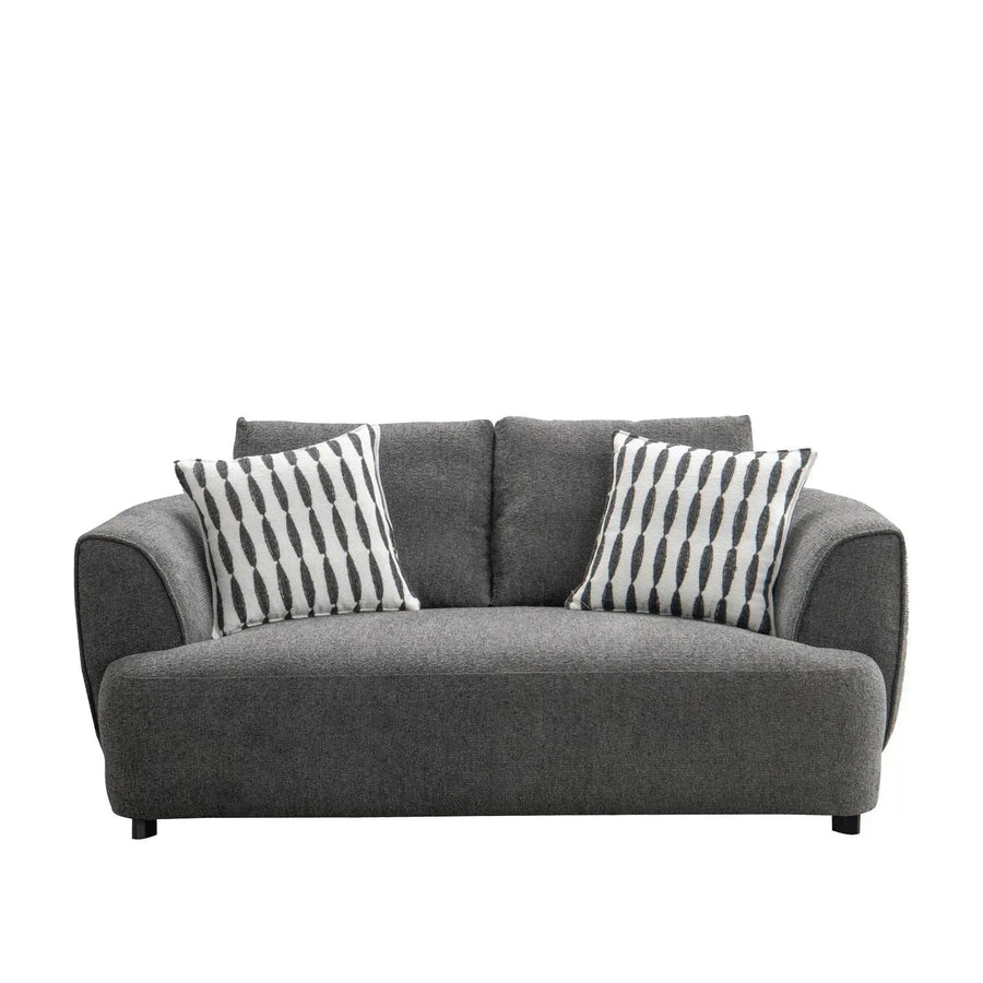 Modern mixed weave fabric 2 seater sofa oble in white background.
