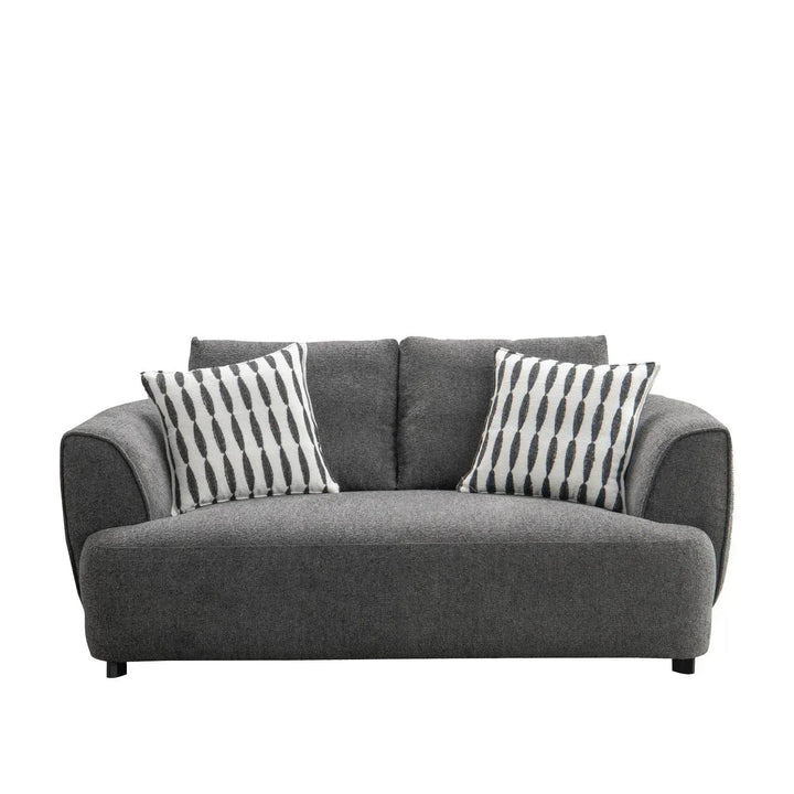 Modern mixed weave fabric 2 seater sofa oble in white background.